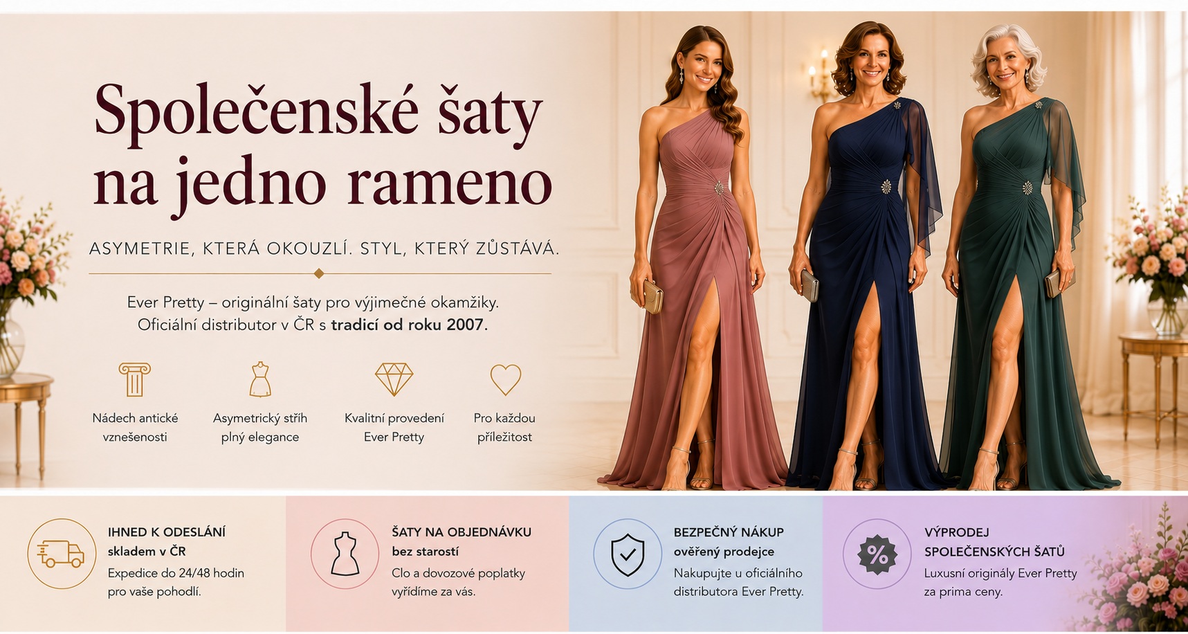 Asymetrické společenské šaty MODION distributor značky Ever Pretty